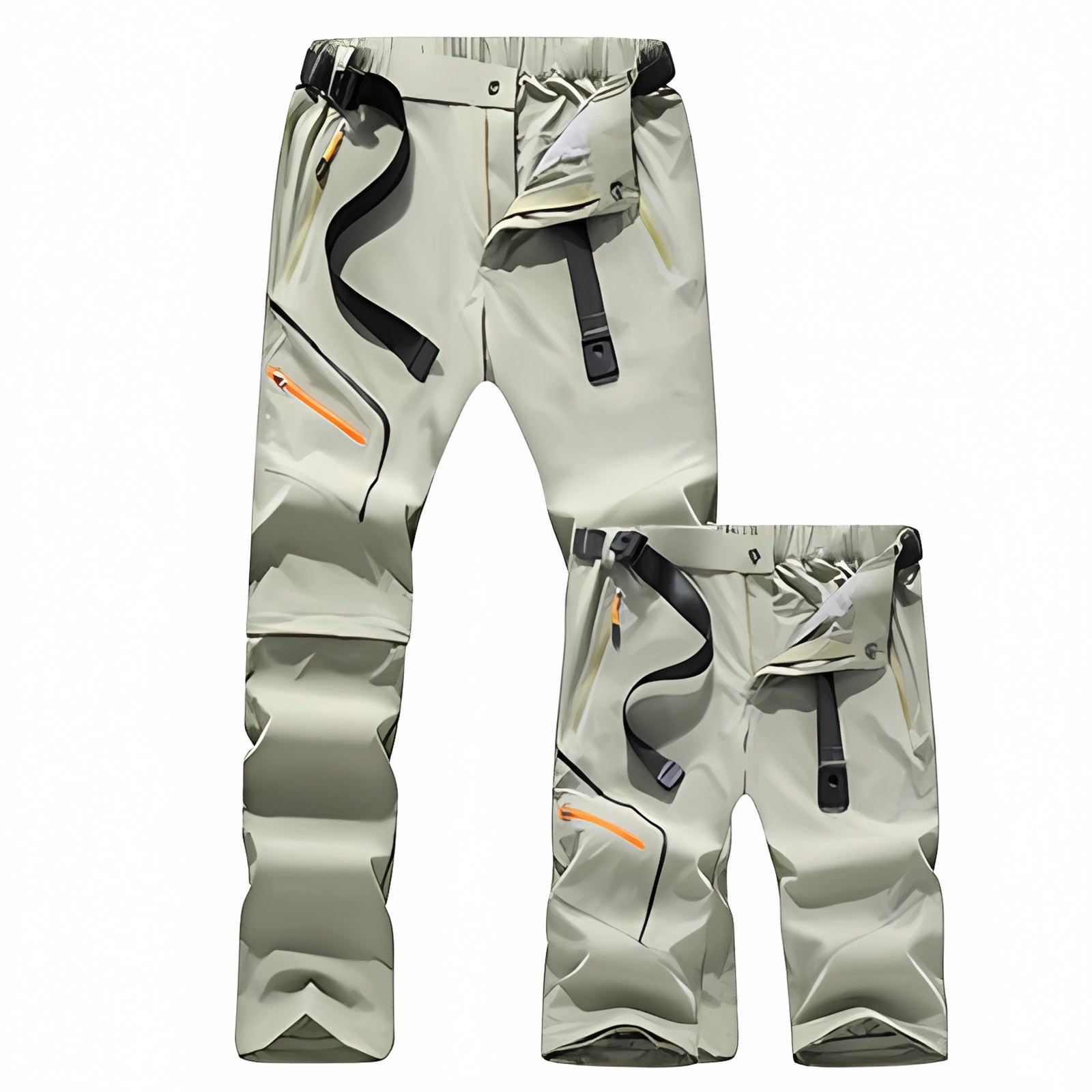 thumbnail image 4 of Pantalones de senderismo con cremallera desmontable para hombre: nailon transpirable, secado rápido, cintura ajustable con cinturón, adecuados para deportes al aire libre, 4 of 4